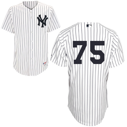 Manny Banuelos #75 MLB Jersey-New York Yankees Men's Authentic Home White Baseball Jersey - Click Image to Close